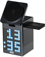 Newell INDUONE MAGPLAY 3 IN 1 töltőállomás + hangszóró + óra, 3 eszköz töltés, led kijelző, rgb kép