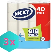 Nicky DA503XSZWYK8004260014946 Big pack toalettpapír, 3 rétegű, 40 tekercses karton - 3 csomag kép