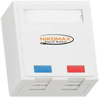 Nikomax NMC-WO2SD2-FT-ST-WT Falon kívüli doboz, cat5e keystone betéttel, stp, 2 portos kép
