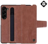 Nillkin GP-147039 AOGE műanyag telefonvédő valódi bőr hátlap, ceruza tartó, BARNA kép