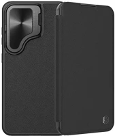 Nillkin GP-163215 Samsung s24 fe  qin pro tok álló, bőr hatású flip, kameravédő, fekete kép