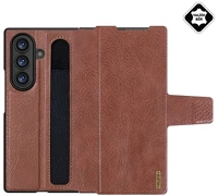 Nillkin GP-172345 aoge műanyag telefonvédő valódi bőr hátlap, ceruza tartó, sötétbarna kép