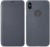 Nillkin GP-81424 SPARKLE műanyag telefonvédő bőr hatású FLIP, logó kivágás, FEKETE kép