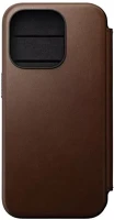 Nomad NM01628385 Modern leather folio iphone 15 pro flip tok, barna kép