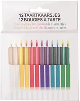 Noname 497213 Gyertya 5 cm szülinapi színes lángokkal 12 db/doboz kép