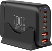 Obal:me BA8596311286827 terminal gan - 4 type-c (usb-c) / 2 usb porttal, hálózati töltő, fekete kép