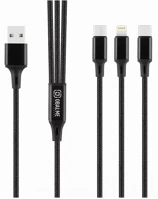 Obal:me OM18CLMBL Allconnect 3in1 usb-a-usb-c-lightning-microusb kábel, 12w, 1,2m, fekete kép