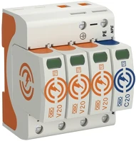 Obo 5095253 3p+n/pe c t2 tn-s tn-c-s tt 230v/ac 40ka 4m v20-3+npe-280 túlfeszültség-levezető kép