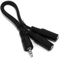 Oem XAKABJY Jack stereo 3,5mm -> 2db jack stereo 3,5mm m/f audio kábel 0.2m fekete kép