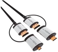 Omega OCHBA1G Kábel hdmi v1.4, 1,5m minihdmi és microhdmi adapterrel, fekete kép