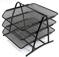 Optima 22663 Irattartó tálca fémhálós  3 szintes fekete kép