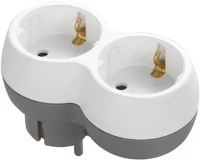 Orno OR-AE-13238(GS) , 2x2p+e  2-es elosztó, 230v, 16a, ip20, 55,4x99,4x58,5mm, fehér/szürke kép