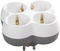 Orno OR-AE-13240(GS) , 4x2p+e 4-es elosztó, 230v, 16a, ip20, 99,4x99,4x58,5mm, fehér/szürke kép