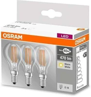 Osram 4W E14 470 Base filament 4w e14 470 lumen meleg fehér led kisgömb izzó 2db/csomag kép