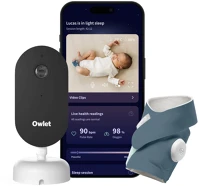 Owlet 810099091281 sock™ okos babazokni 0-18 hónapig (éjkék) + owlet dream sight™ kamera kép