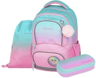 Oxy 6-75226 Iskolatáska szett  next 3 részes ombre pink tolltartóval és tornazsákkal kép