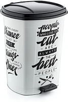 Öz-er plastik H65D009X137 Műanyag pedálos szemetes, fehér/fekete mintás, gogo 20l kép