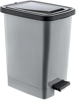 Öz-er plastik H65S110X38 Slim műanyag pedálos szemetes, ezüst/szürke, belső vödörrel 15l kép