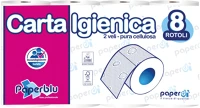 Paperdi ID8G450F8/P Toalettpapír 2 rétegű kistekercses 100% cellulóz 150 lap/tekercs 8 tekercs/csomag paperblu carta igienica_ kép