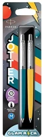 Parker 7010593008 Golyóstoll  royal jotter glam rock 70 kék/sárga ezüst klipsz 2 db/készlet kép