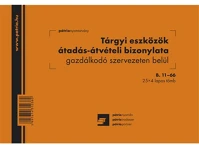 Pátria PATB_11-66 Tárgyi eszközök átadás-átvétel bizonylat gazdálkodó szervezeten kép