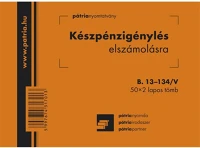 Pátria PATB_13-134_V Készpénzigénylés elszámolásra 50x2 lapos tömb a/6 fekvő  -i kép