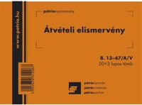 Pátria PATB_13-67_A_V Átvételi elismervény 50x3 lapos tömb a/6 fekvő kép