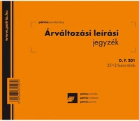 Pátria PATD_F_201 Árváltozási leírási jegyzék 25x2 lapos tömb a/5 fekvő kép