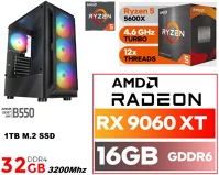 Pcbolt DS75 Gamer pc: amd ryzen5 5600x  6 magos cpu+ amd radeon rx 9060xt 16gb vga+32gb kép