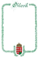 Pd P1020-1100 A/4 álló címeres zöld oklevél kép