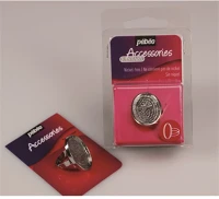 Pébéo 166801 Kreatív gyűrűalap  fém ovális 20x25 mm ródium bevonattal kép