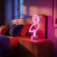 Phenom 43996A neon led lámpa - rózsaszín flamingó - 3 x aa + usb - 12 x 8,5 x 29,5 cm kép