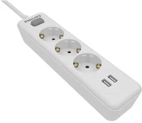 Philips SPN3032WA/58 Elosztósor, 3 csatlakozóaljzat, 2xusb-a, 2 m kábel, fehér kép