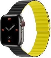 Phoner SS72503 Rever apple watch forgatható mágneses szilikon szíj, 41/40/38mm, s/m, fekete/sárga kép