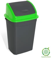 Planet DA503XSZADUP011PZ Billenőfedeles szemetes kuka, műanyag, antracit/zöld, 50 l kép