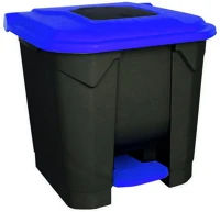 Planet DA503XSZADUP200K Szelektív hulladékgyűjtő konténer, műanyag, pedálos, fekete/kék, 30l kép