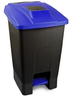 Planet DA503XSZADUP203K Szelektív hulladékgyűjtő konténer, műanyag, pedálos,  fekete/kék, 100l kép