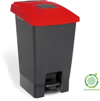 Planet DA503XSZADUP229P szelektív hulladékgyűjtő konténer, műanyag, pedálos, antracit/piros kép