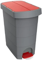 Planet DA503XSZADUP232BPIROS Pelikán slim pedálos szemetes eco antracit színű, piros fedéllel 60l kép