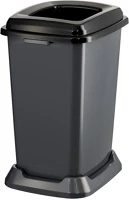 Planet DA503XSZADUP900BL Szelektív hulladékgyűjtő konténer, műanyag, nyitott fedeles, fekete, 50l kép