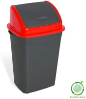 Planet H65UP011PP Billenőfedeles szemetes kuka, műanyag, antracit/piros, 50 l kép