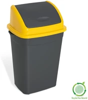 Planet H65UP011PS Billenőfedeles szemetes kuka, műanyag, antracit/sárga, 50 l kép