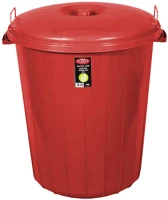Planet H65UP106CLP Kerek szemetes kuka, fedéllel, zárható, műanyag, eco piros, 70 l kép