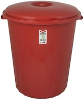 Planet H65UP106LR Kerek szemetes kuka, fedéllel, műanyag, eco piros 70 l kép