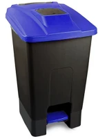 Planet H65UP203K Szelektív hulladékgyűjtő konténer, műanyag, pedálos,  fekete/kék, 100l kép