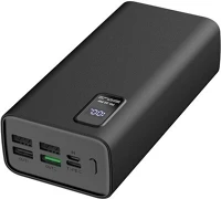 Platinet PMPB30WQC728B Power bank hordozható töltő 30000mah, 4 usb, qc 3.0, led kijelző, fekete kép