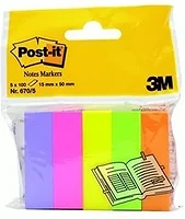 Post-it 03.00236 Oldaljelölő 3m  lp670/5 papír neon 5 szín  5x100 lap kép