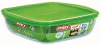 Pyrex 203062 Cook & store szögletes sütőtál, műanyag fedővel 25×22 cm 2,2l kép