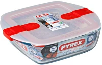 Pyrex 203224 Cook & heat szögletes sütőtál, műanyag tetővel 20x17x6 cm 1l kép