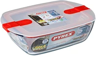 Pyrex 203227 Cook & heat téglalap sütőtál, műanyag tetővel 28x20x8 cm 2,5l kép